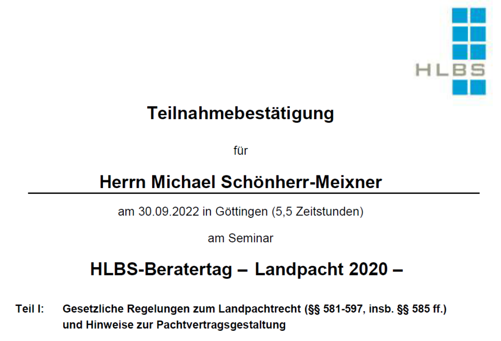 HLBS Beratertagung Landpacht