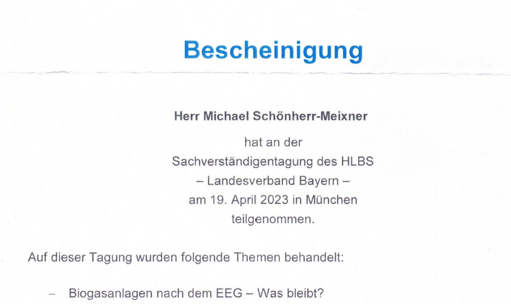 Sachverständigentagung des HLBS Landesverband Bayern 2023